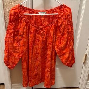 The Pioneer Woman Orange Floral Blouse